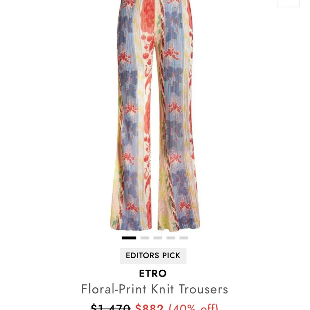 Etro Milano Vibrant Floral-Print Knit Trousers - Picture 7 of 7